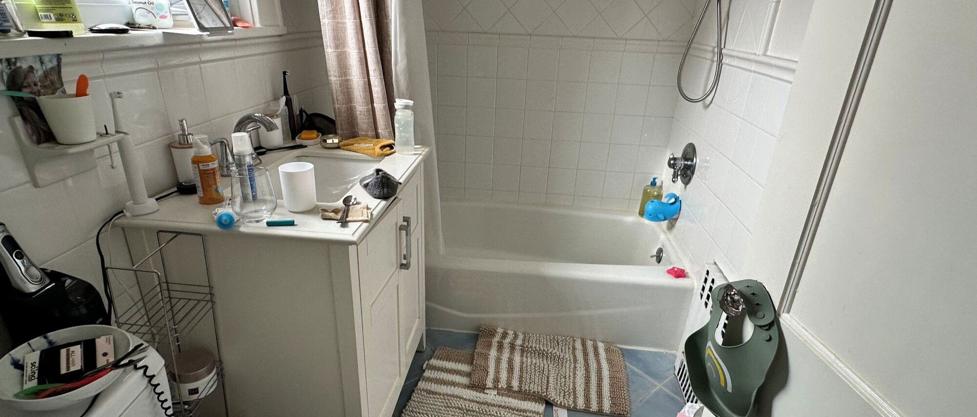 Elegant Modern Coastal Bathroom Renovation- Before Photo