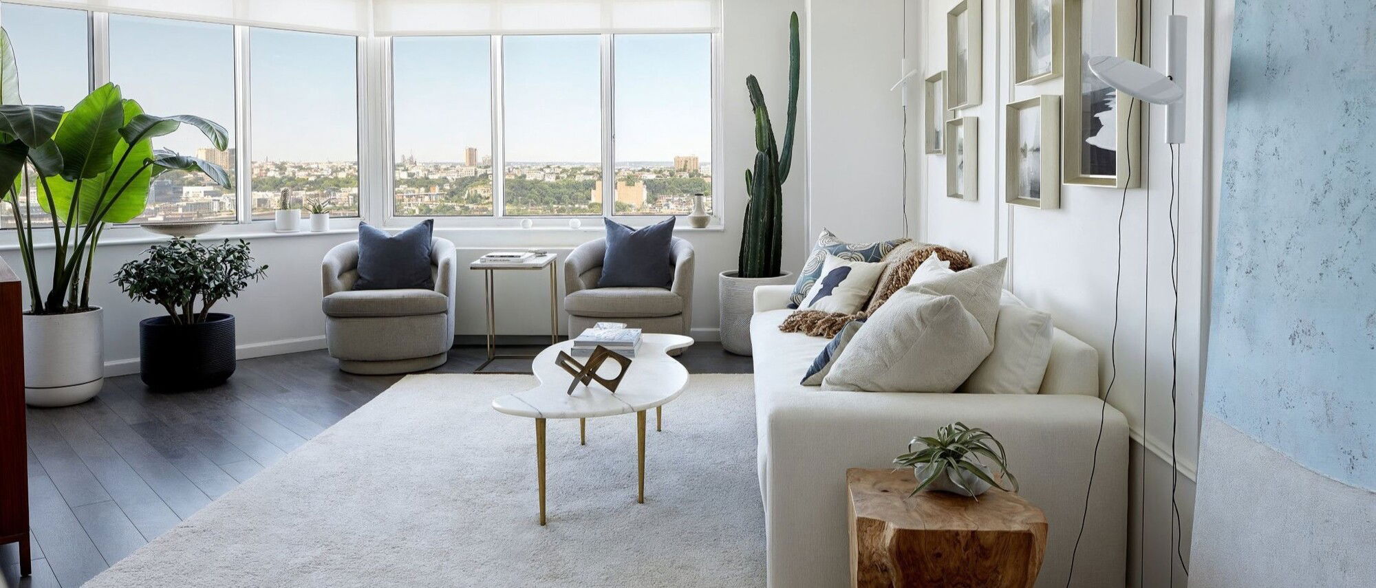 Tranquil Apartment Design with River View   by affordable New Jersey interior designers