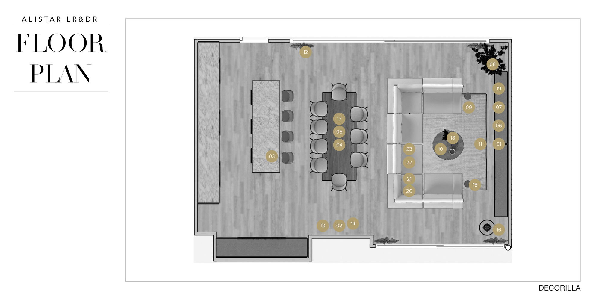 Online Designer Combined Living/Dining Floorplan