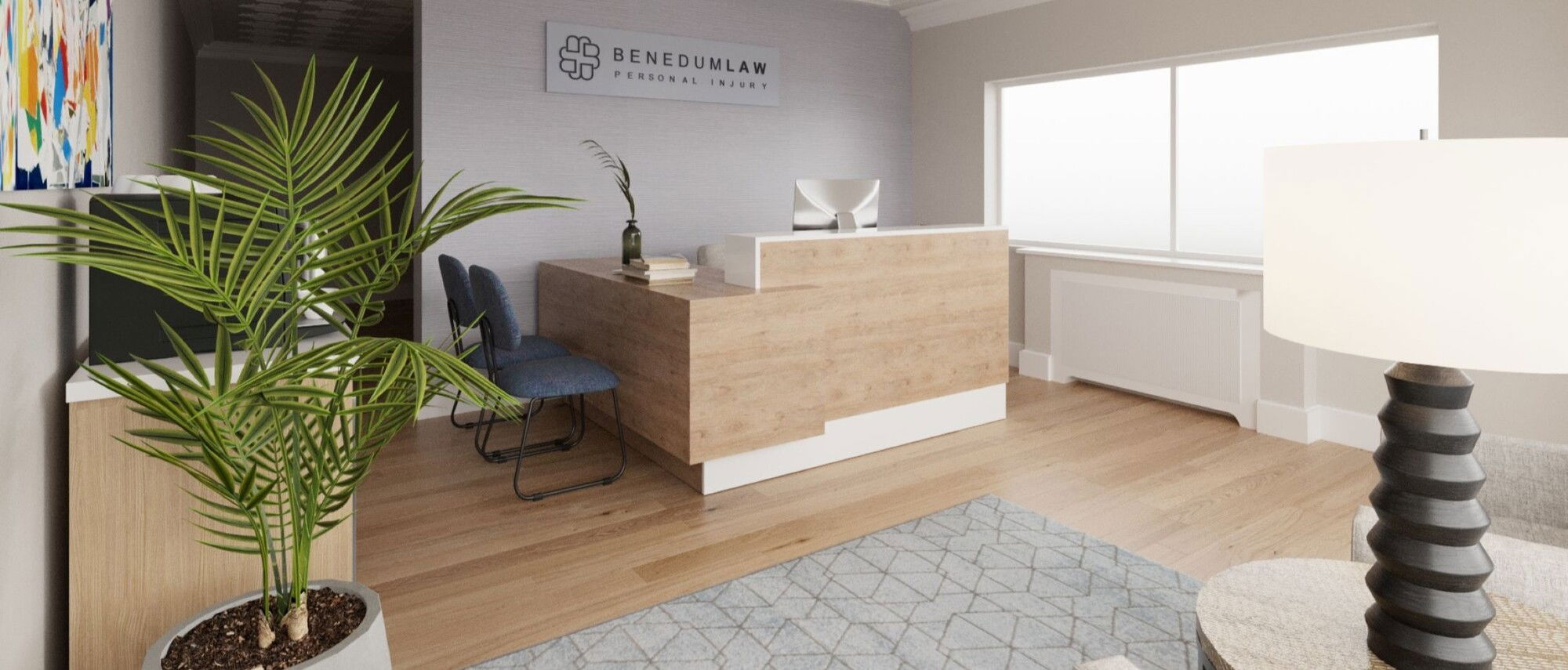 Coastal Reception Room Interior Design- After Rendering