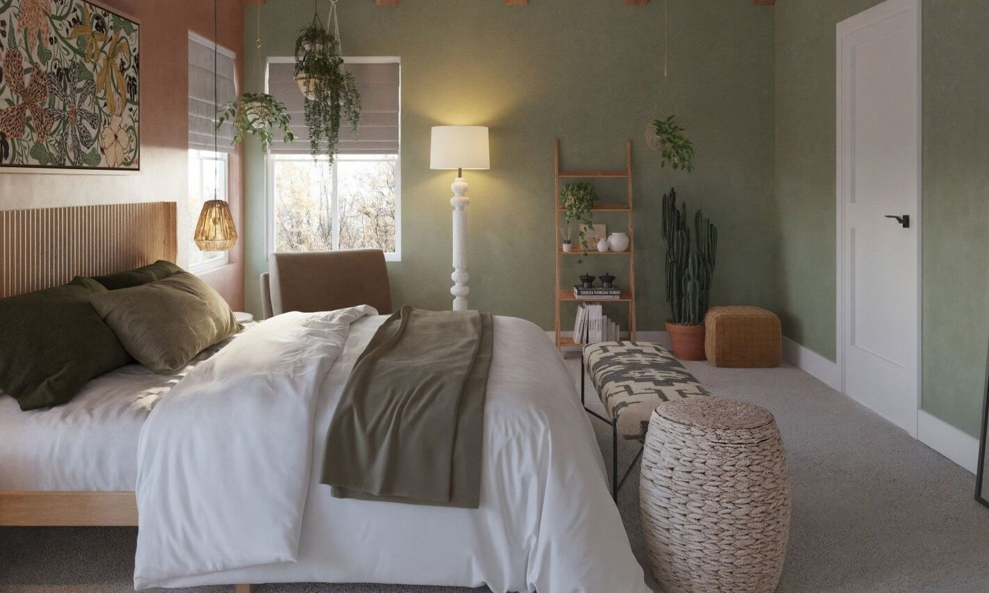 Modern Earth-Toned Bedroom & Bath Remodel by affordable Colorado Springs interior designers
