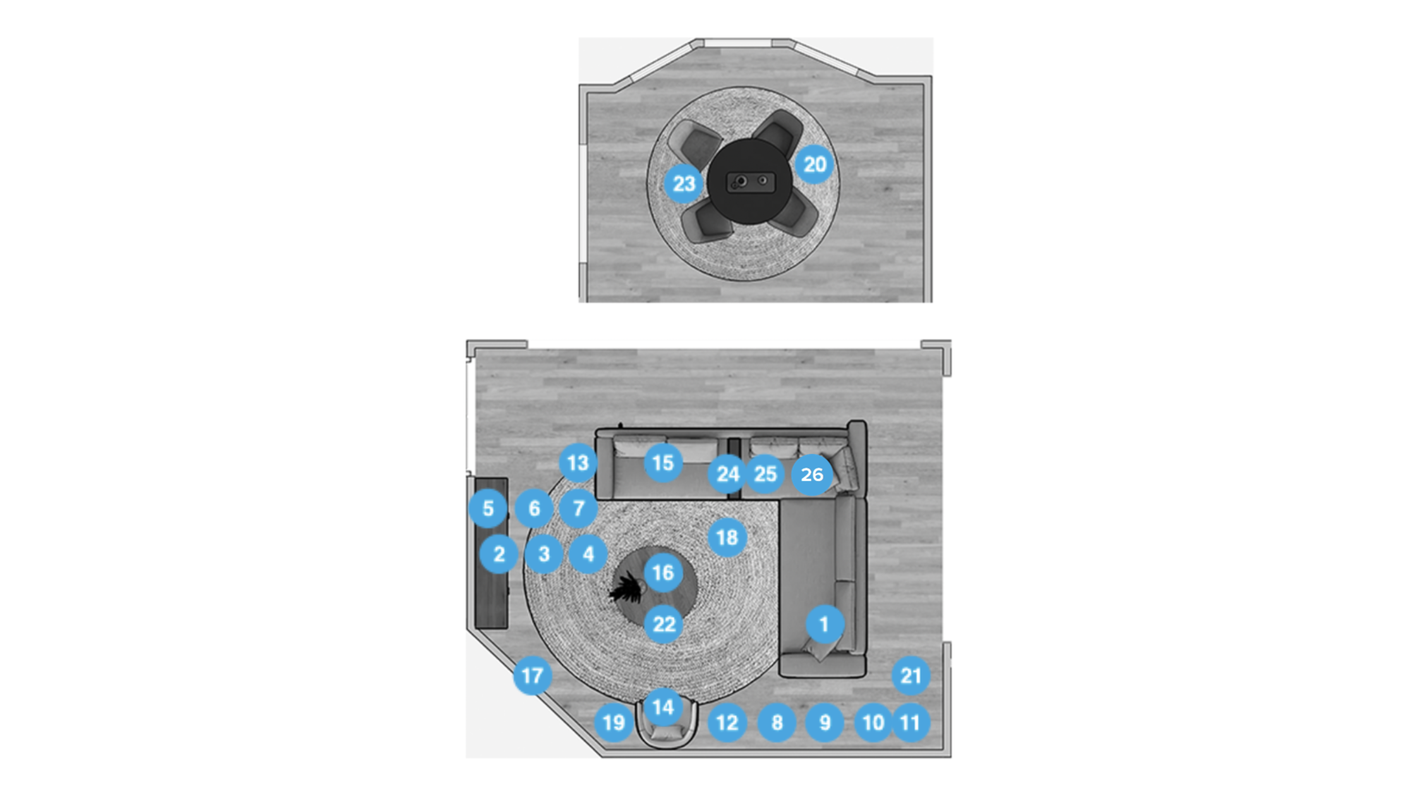 Online Designer Combined Living/Dining Floorplan