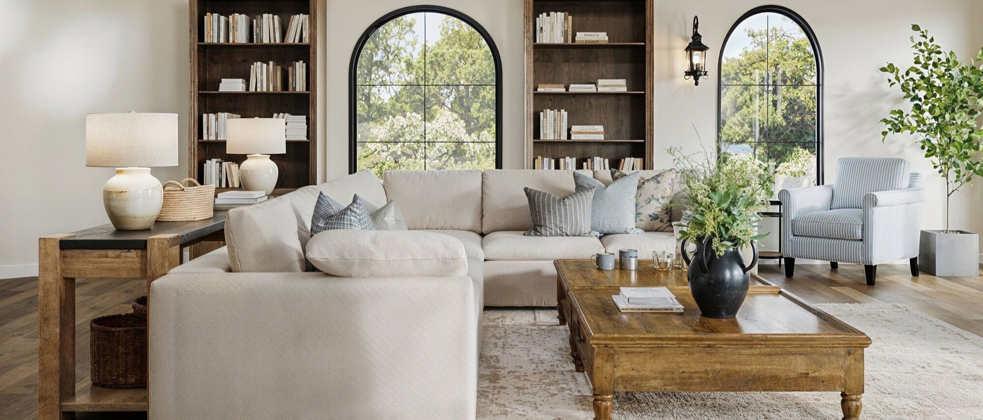 Warm & Inviting Transitional Living Room Design- After Rendering