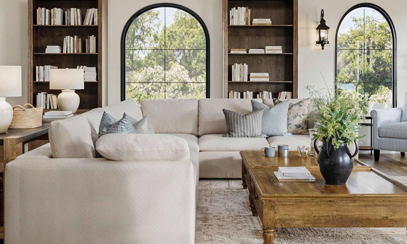 Warm & Inviting Transitional Living Room Design