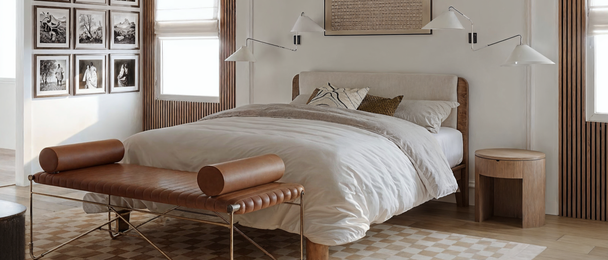 Remodelación de dormitorio principal moderna, fresca y cómoda por los mejores diseñadores de interiores de Pasadena