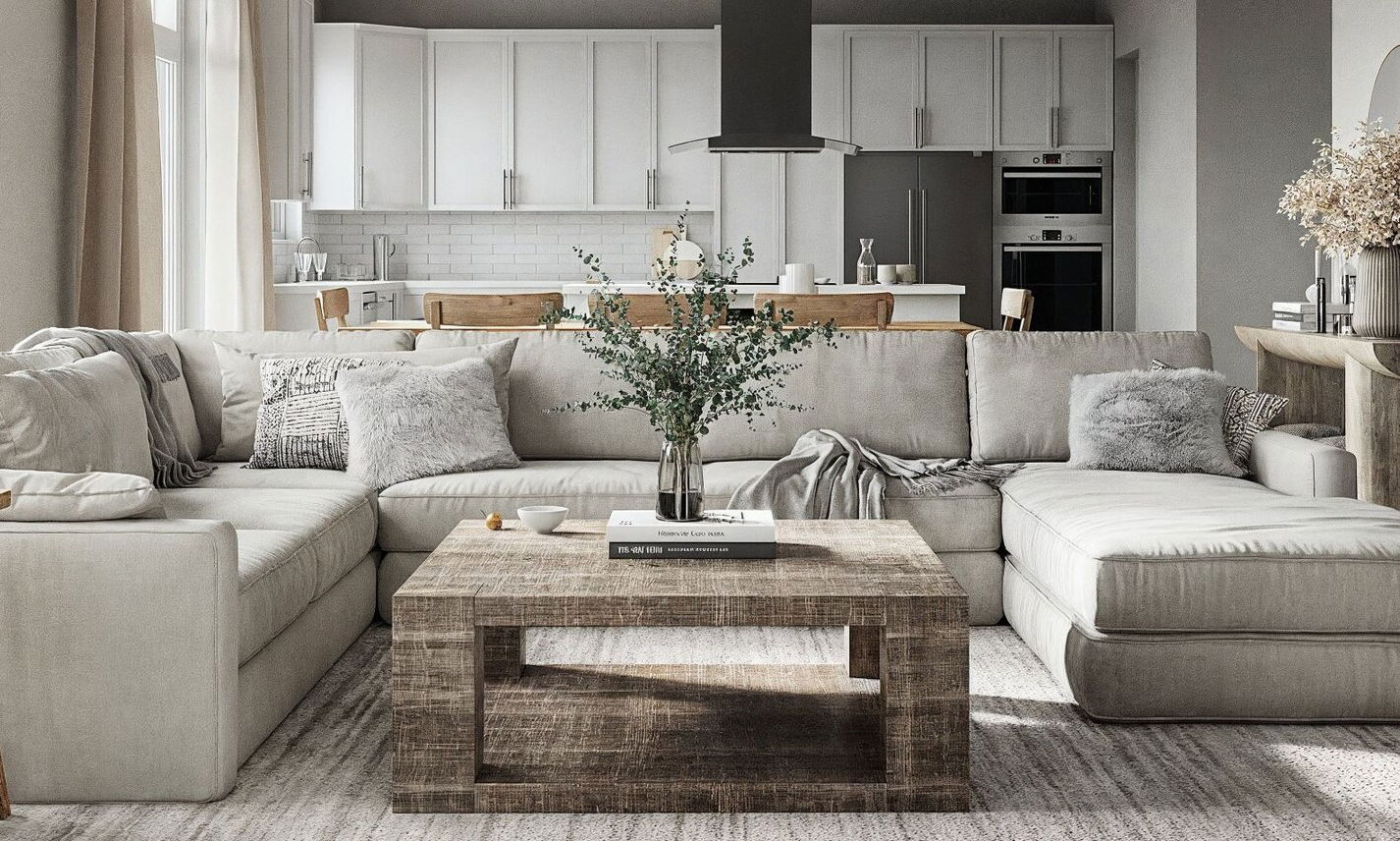 Modern Combined Living/Dining Room Design by top Everett interior designers