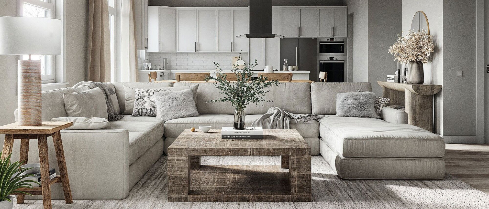 Diseño de sala/comedor combinado moderno por los mejores diseñadores de interiores de Seattle