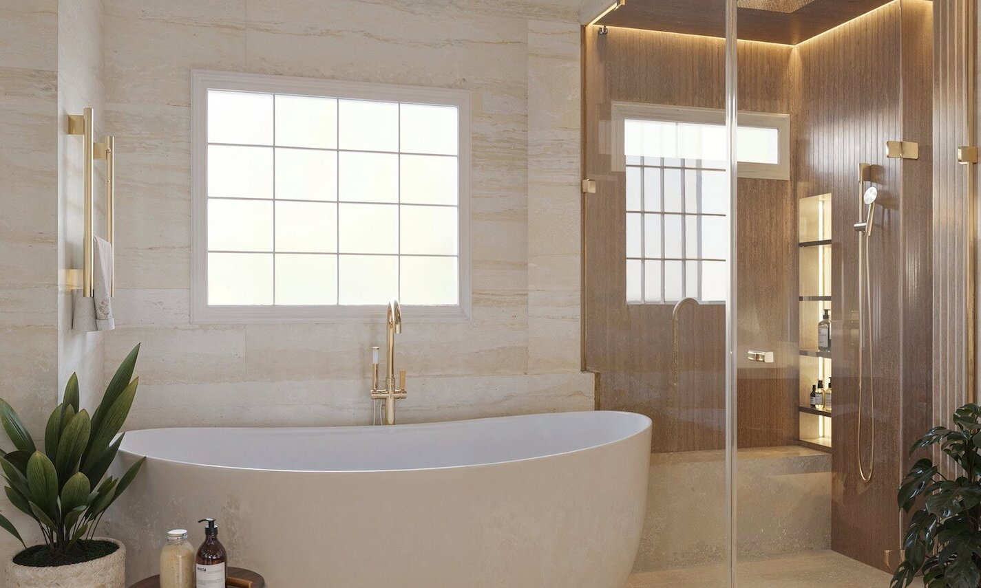 Luxury Contemporary Bathroom with Spa-Like Vibe by affordable High Point interior designers