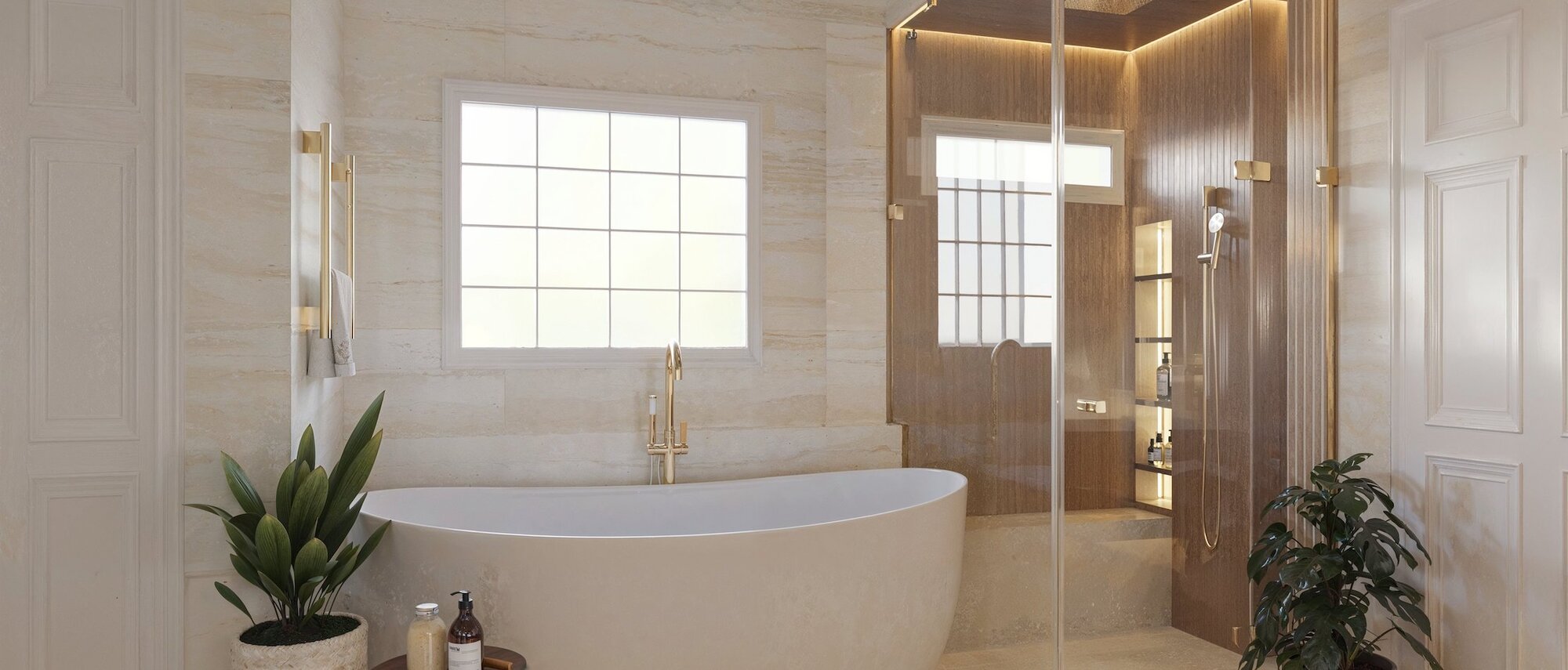Luxury Contemporary Bathroom with Spa-Like Vibe by interior designers in High Point, North Carolina