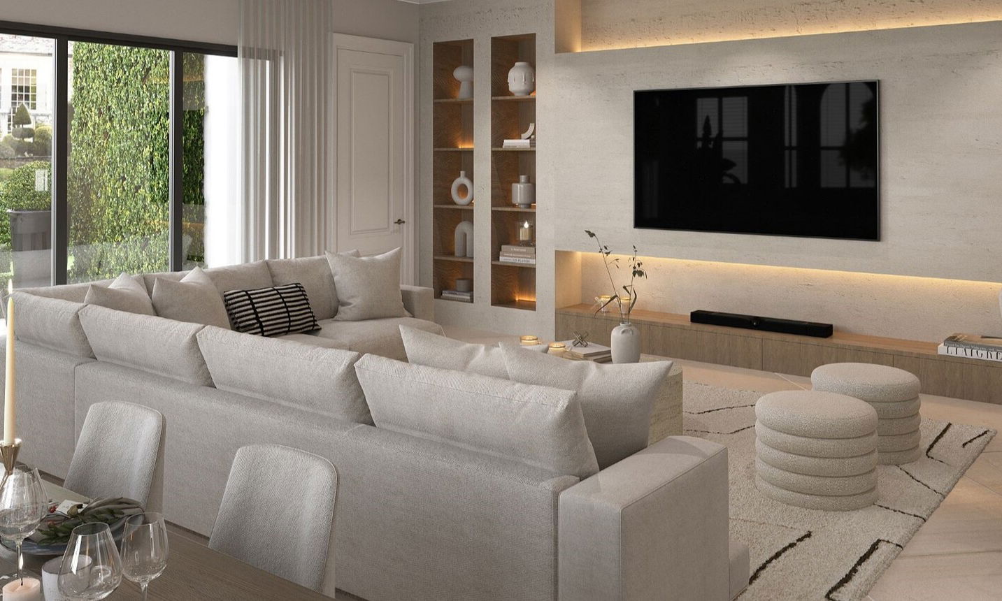 Modern Living/Dining Room Interior Design  by top Miami interior designers