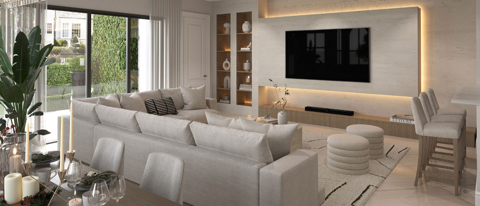 Modern Living/Dining Room Interior Design  by top Miami interior designers