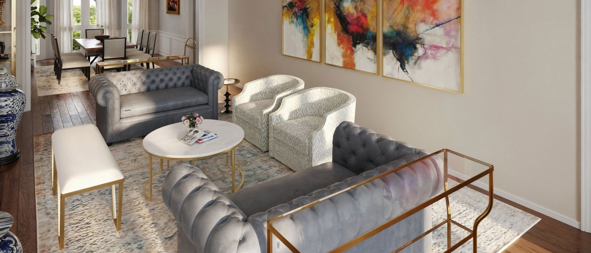 Diseño de hogar ecléctico con comedor formal - Renderizado después