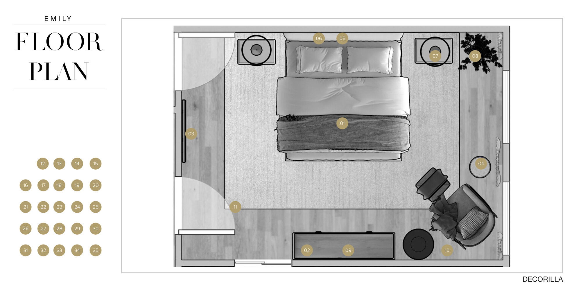 Online Designer Bedroom Floorplan