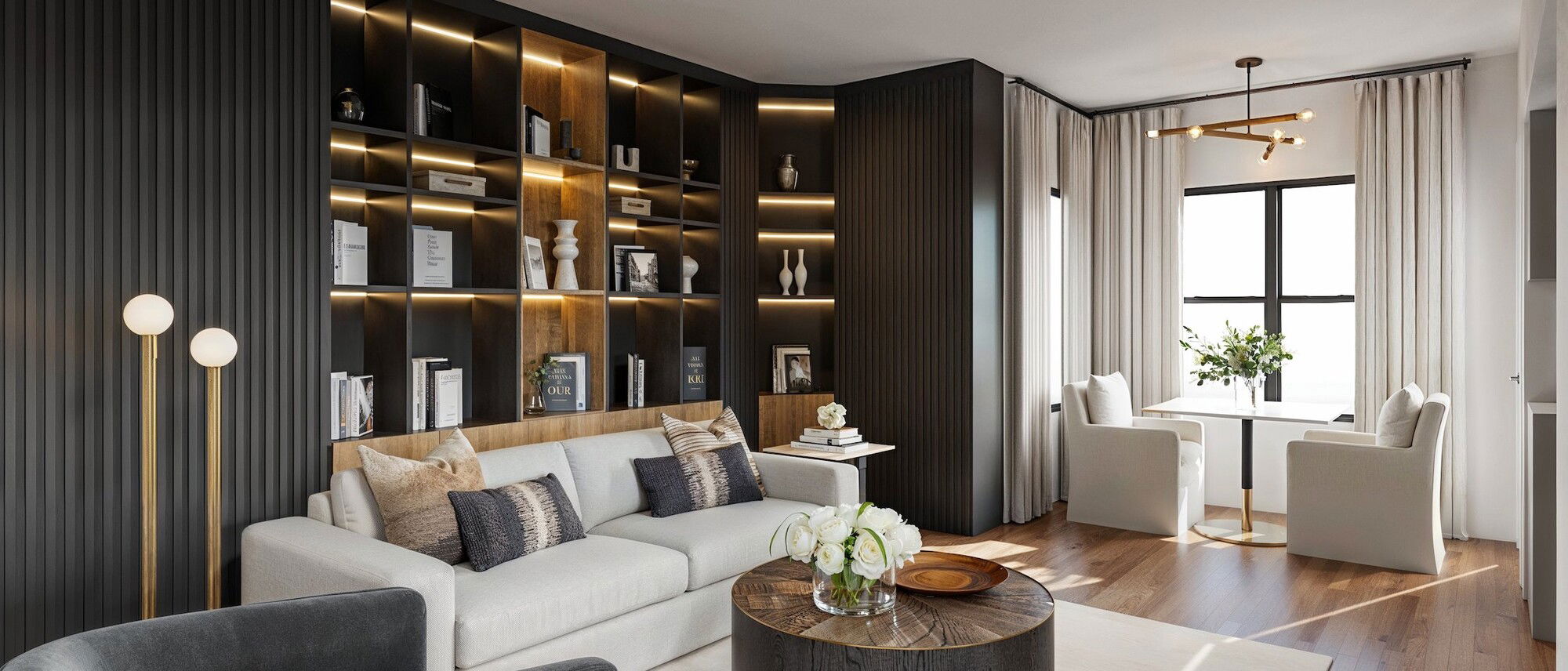 Sleek & Contemporary Living & Dining Room by affordable Lancaster interior designers