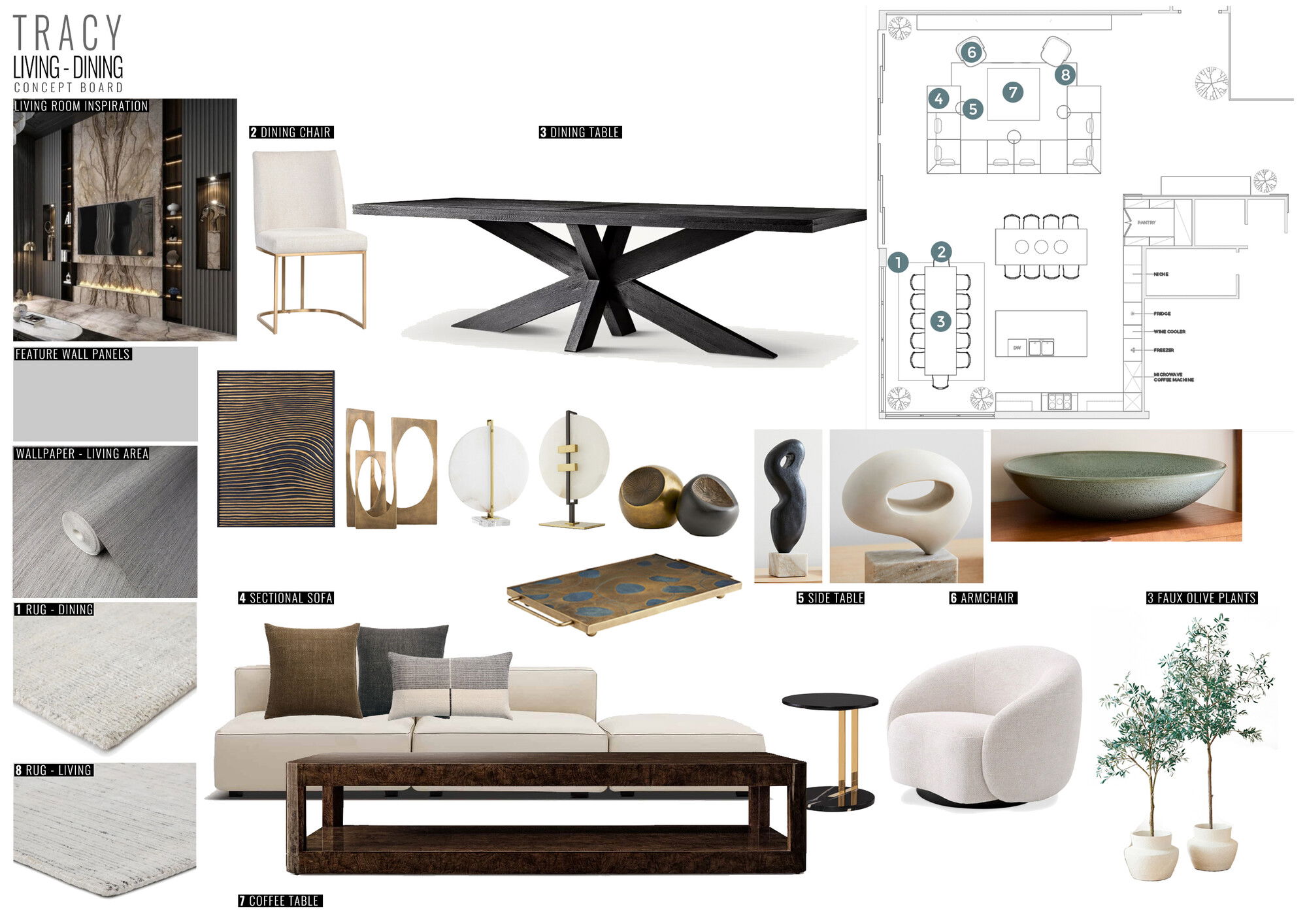 Online Designer Combined Living/Dining Interior Design Ideas