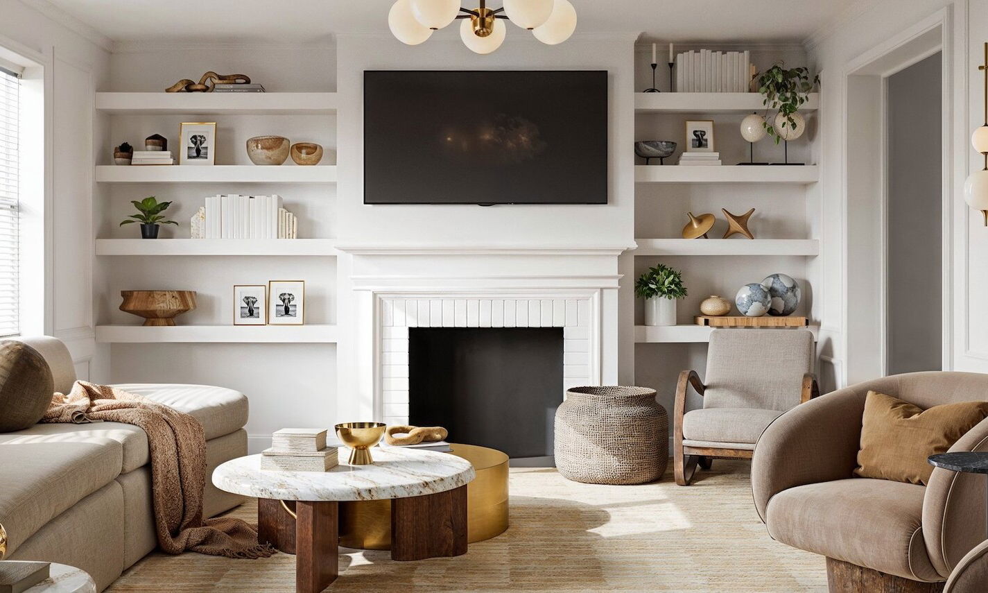 Fresh & Comfortable Family Room Design by interior designers in Providence, Rhode Island