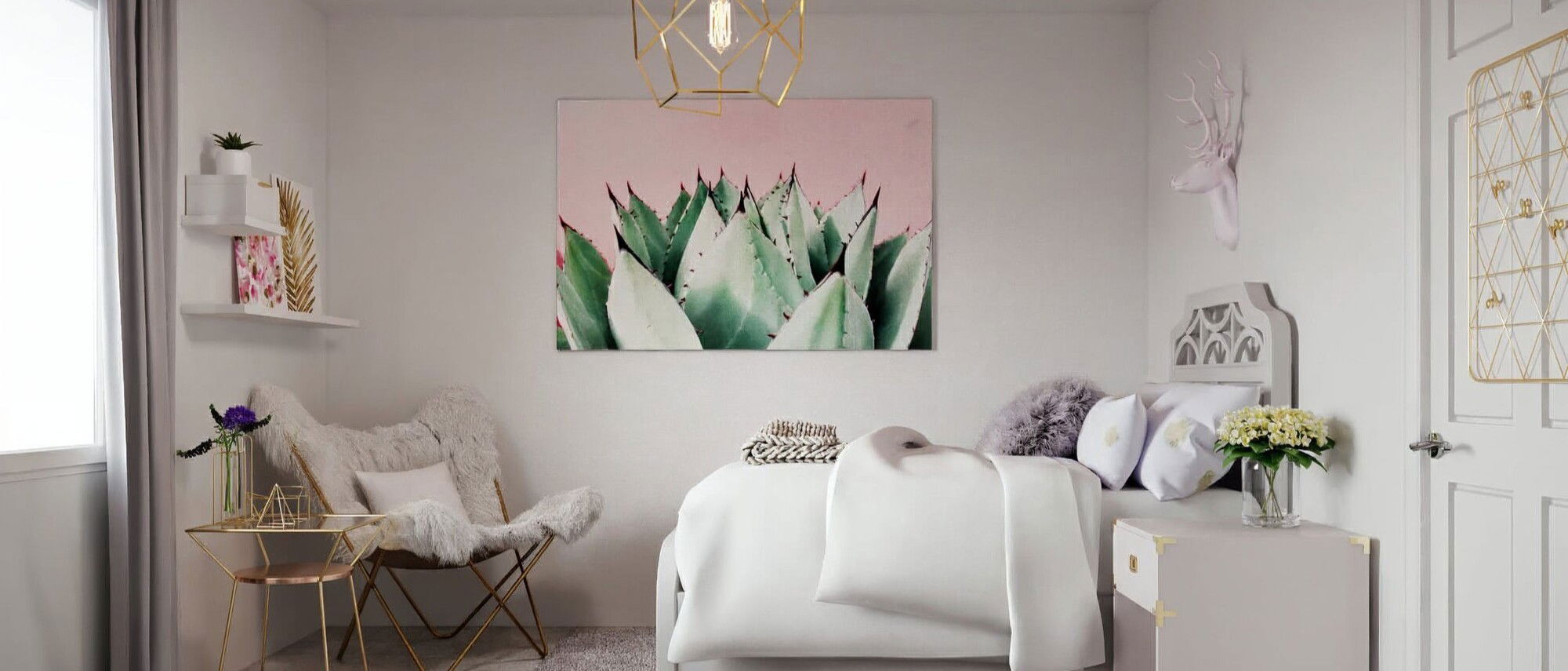 Transformación de dormitorio femenino dulce - Renderizado después
