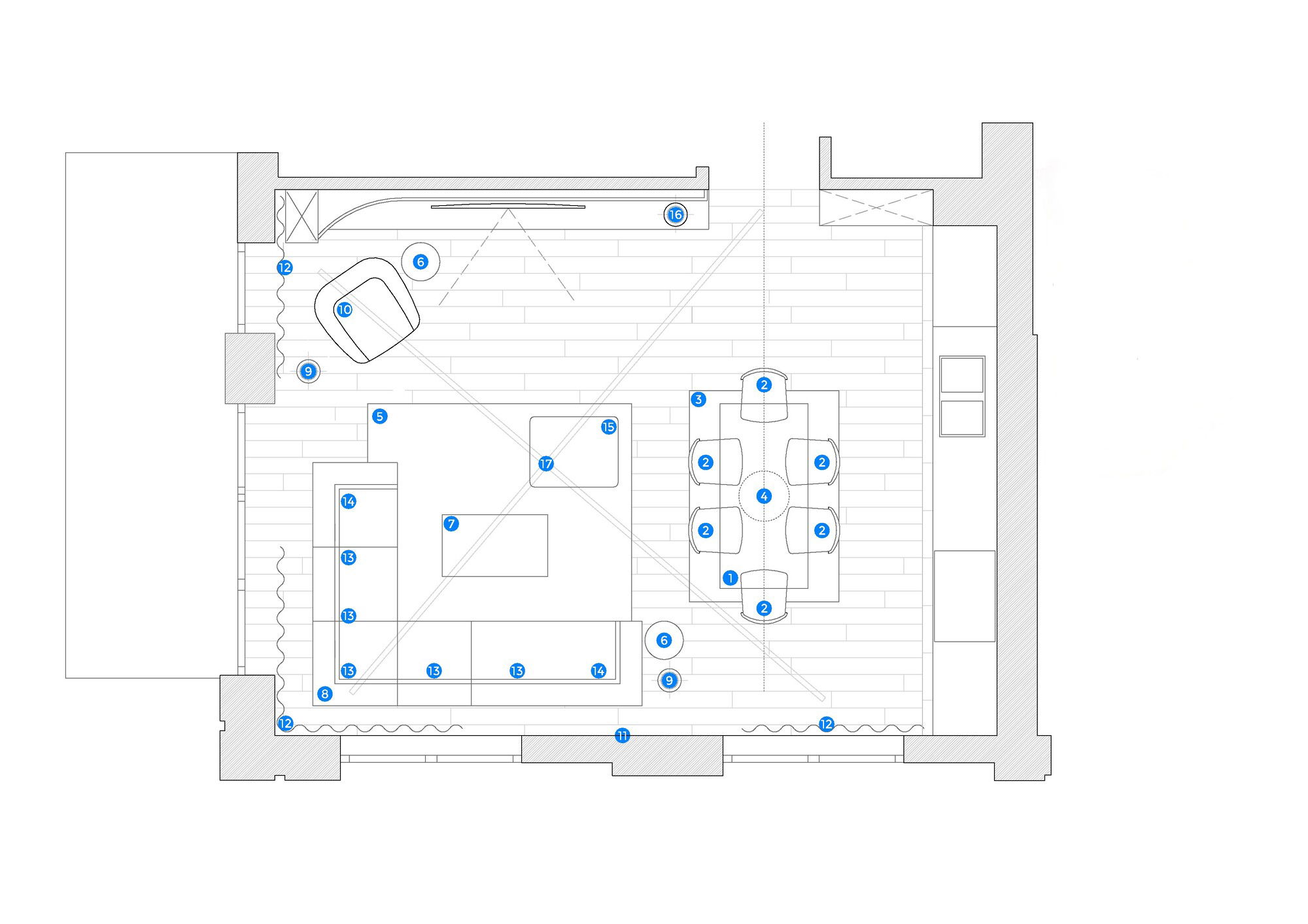 Online Designer Combined Living/Dining Floorplan