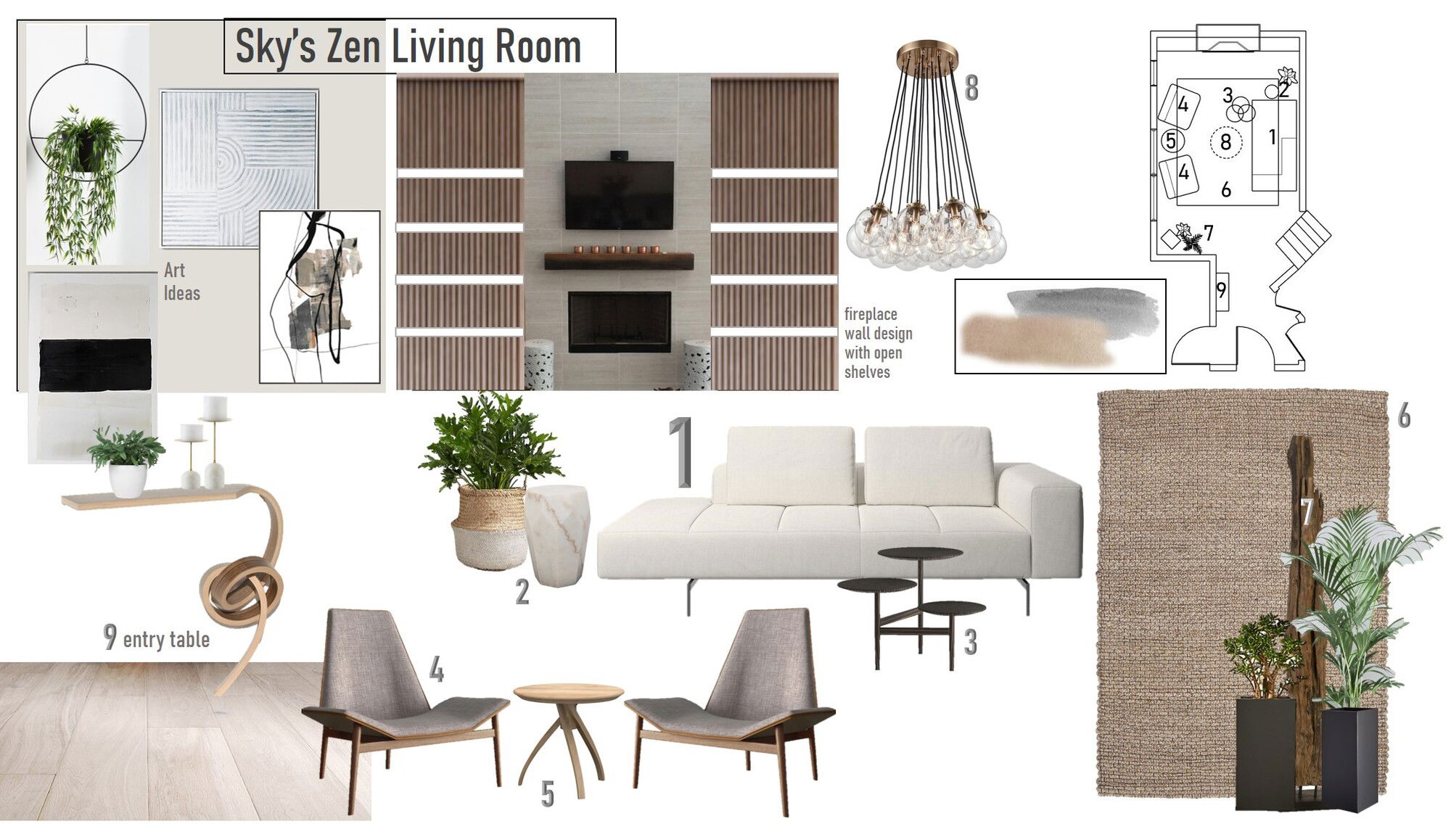 Natural Zen Apartment Interior Design Wanda P. Moodboard 1 thumb