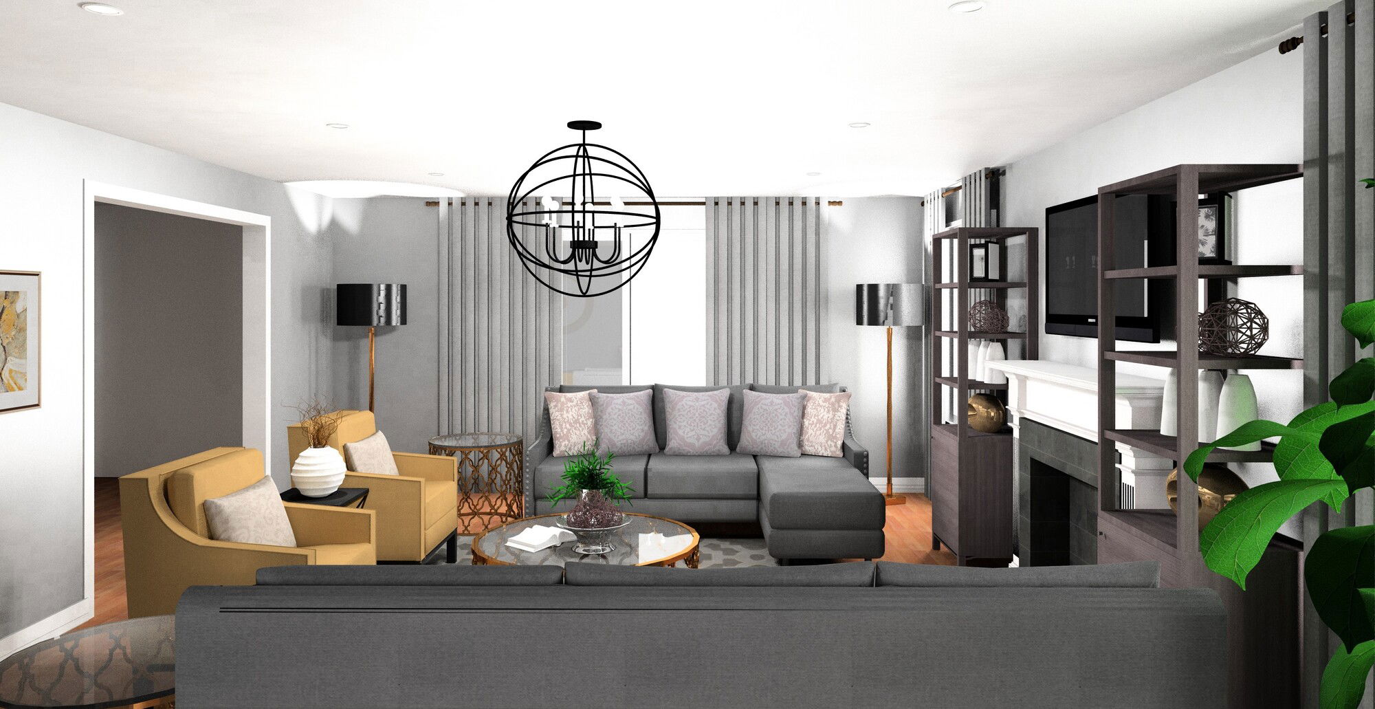 Modelo 3D de sala de estar de diseñador en línea 4