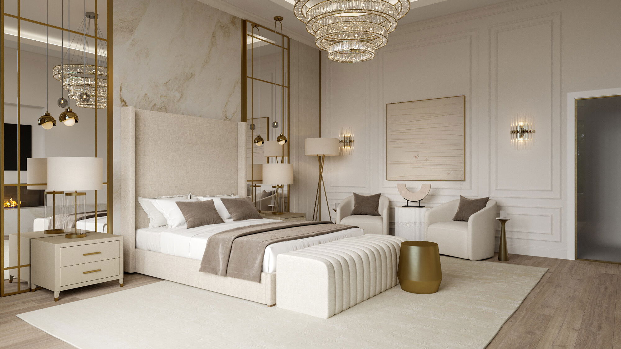 Online Designer Bedroom 3D Model 3