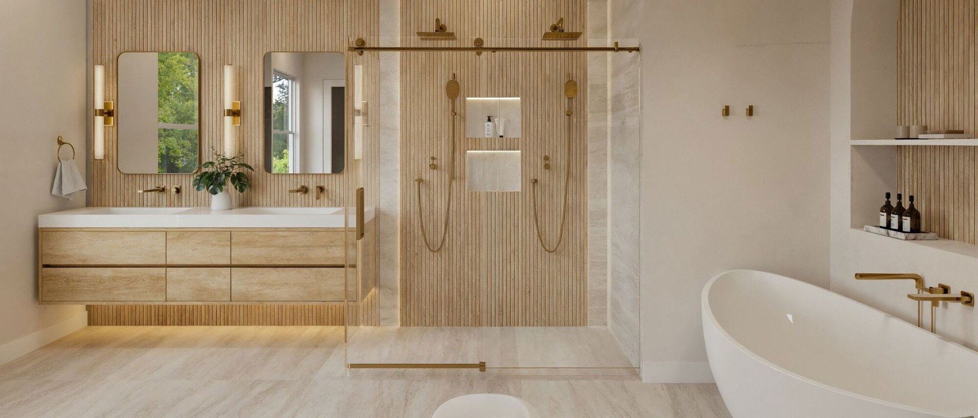 Serene Modern Elegance Bathroom Design  by interior designers in Greenwich, Connecticut