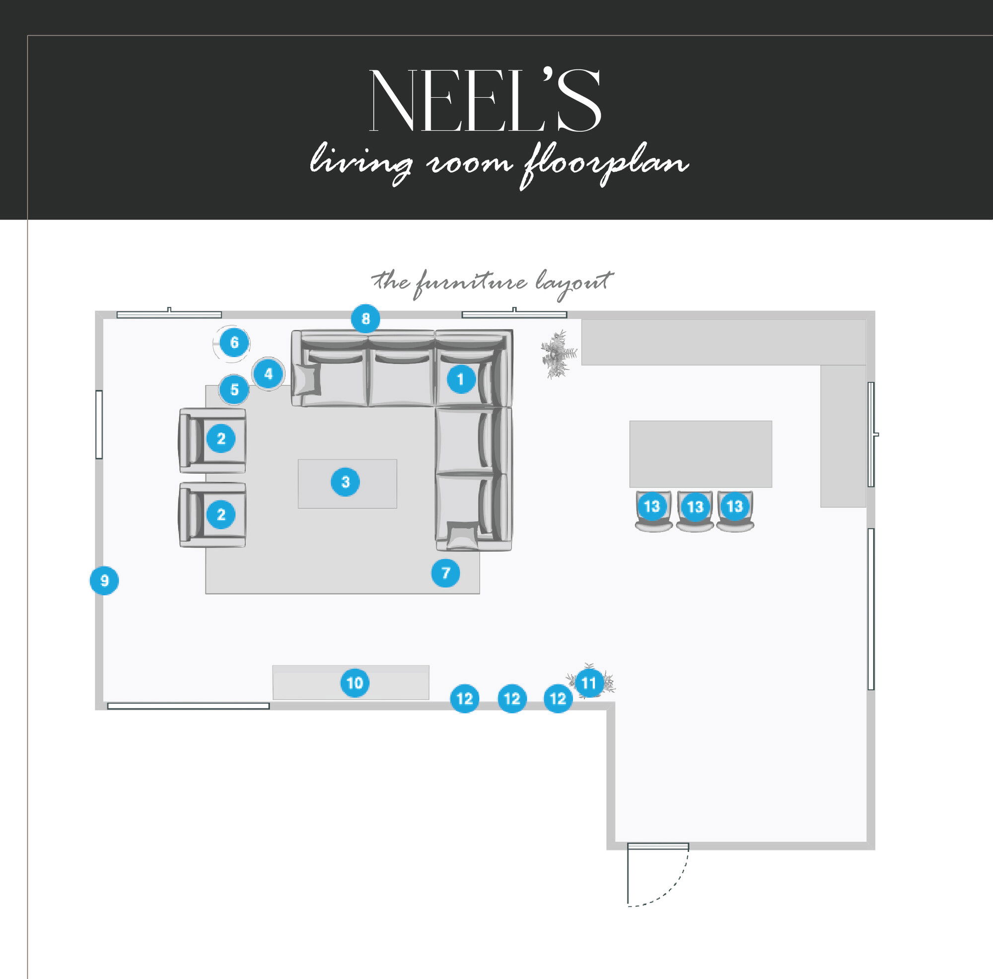 Online Designer Combined Living/Dining Floorplan