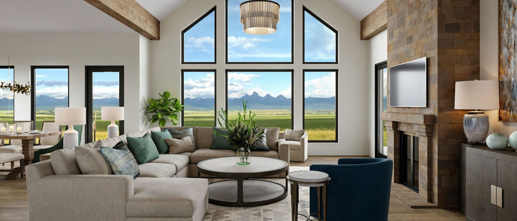 Transitional Abode Design with Mountain View- After Rendering