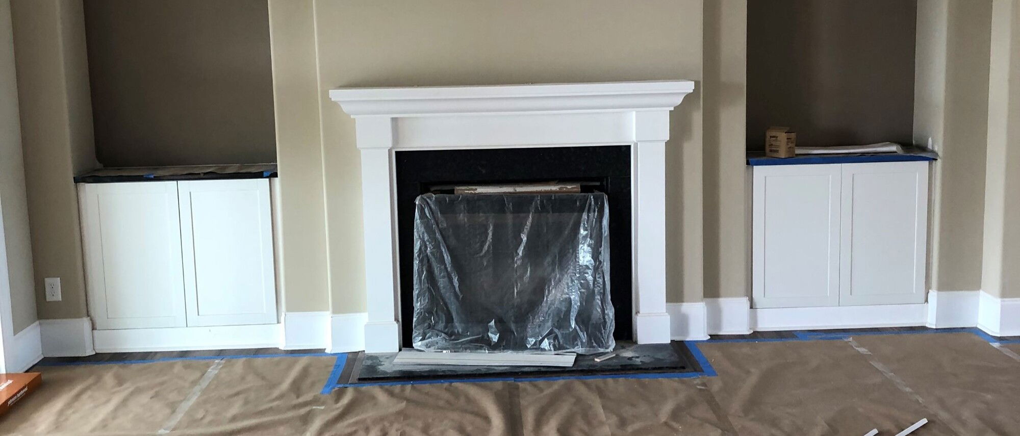  White Modern Traditional Combined Living and Dining Room- Before Photo