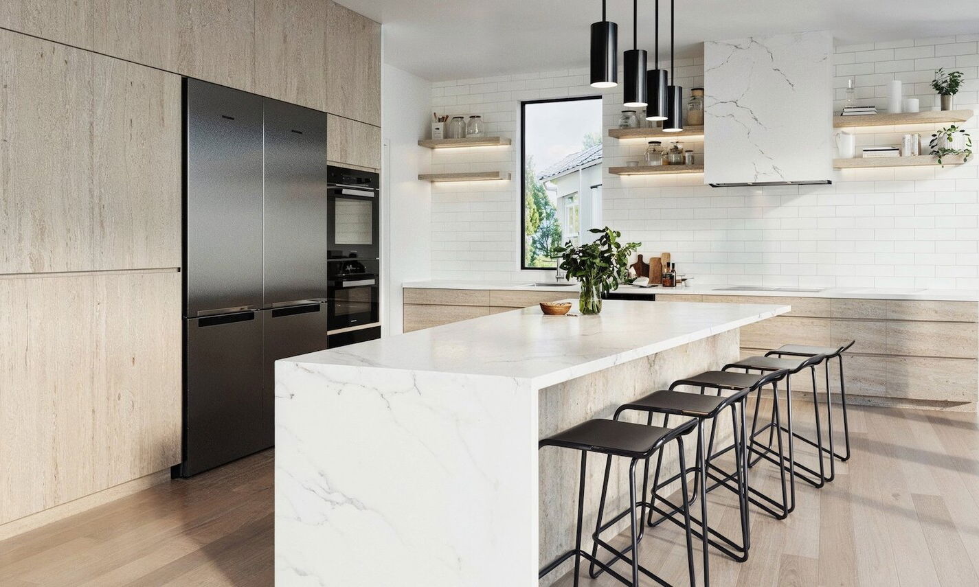 Minimalist Kitchen Renovation by interior designers in Cape Cod, Massachusetts