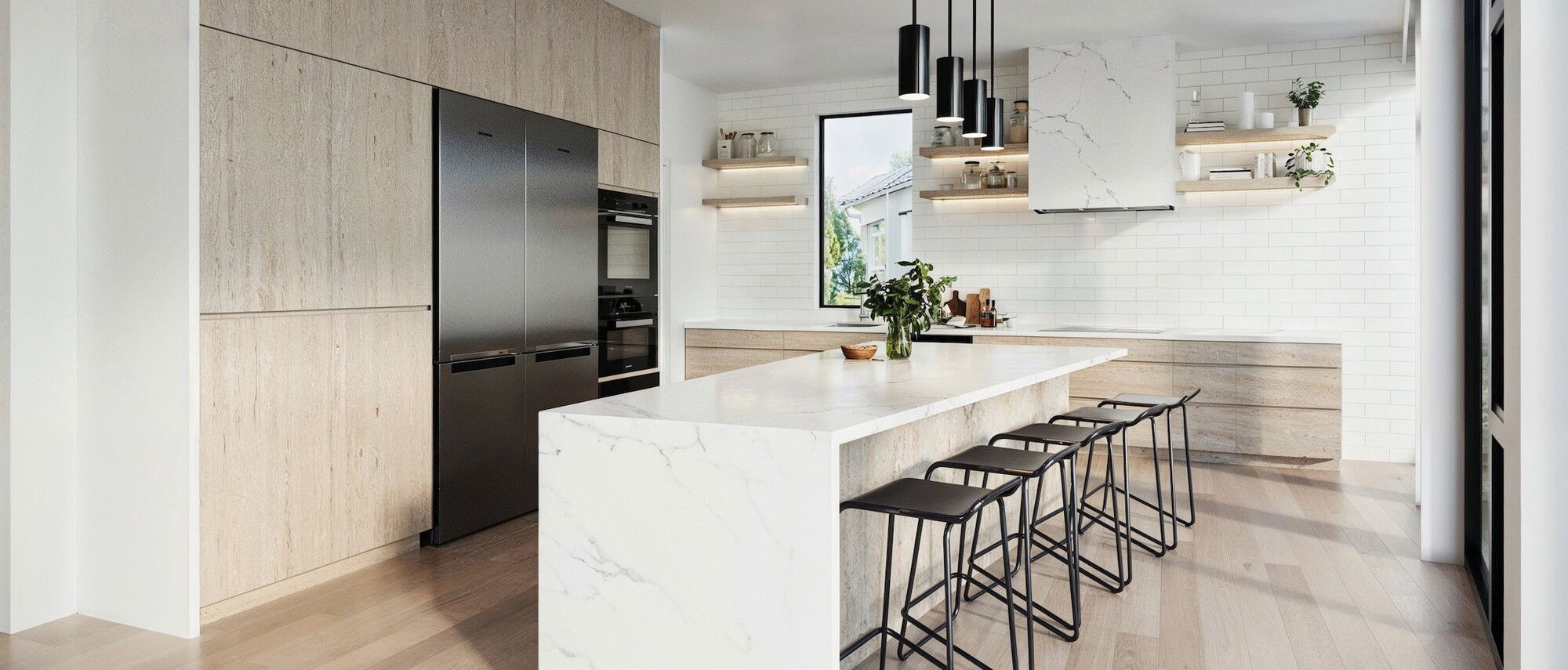 Minimalist Kitchen Renovation by interior designers in Manchester, New Hampshire
