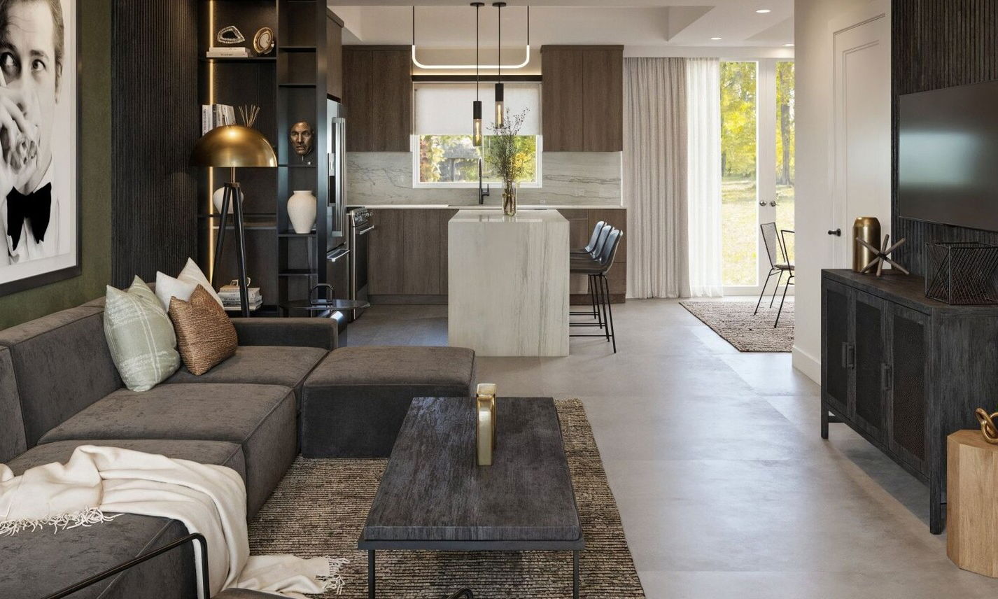 Transformación de hogar industrial moderno y masculino por diseñadores de interiores en Pompano Beach, Florida