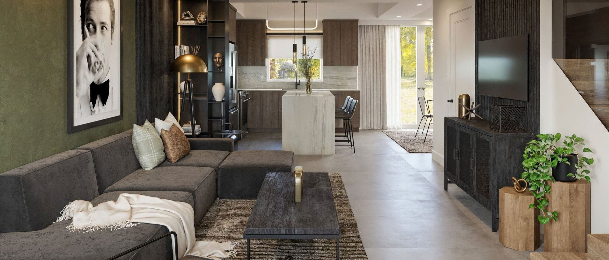 Transformación de hogar industrial moderno y masculino por diseñadores de interiores en Pompano Beach, Florida