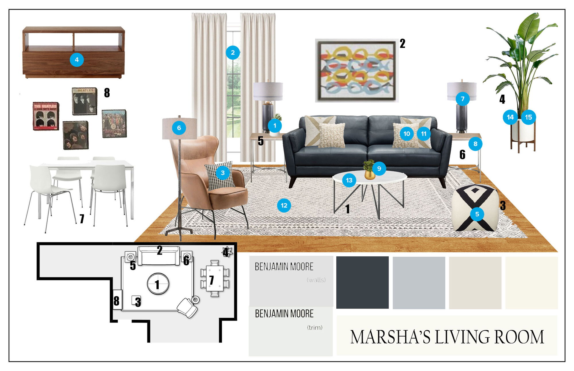 Online Designer Combined Living/Dining Floorplan