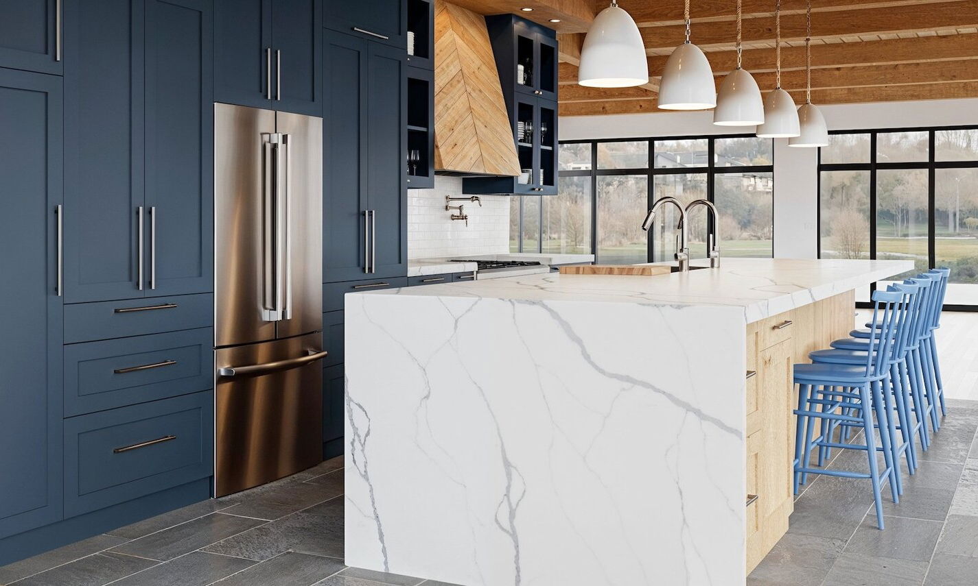 Wooden Ceiling Transitional Kitchen Remodel by interior designers in Boston, Massachusetts