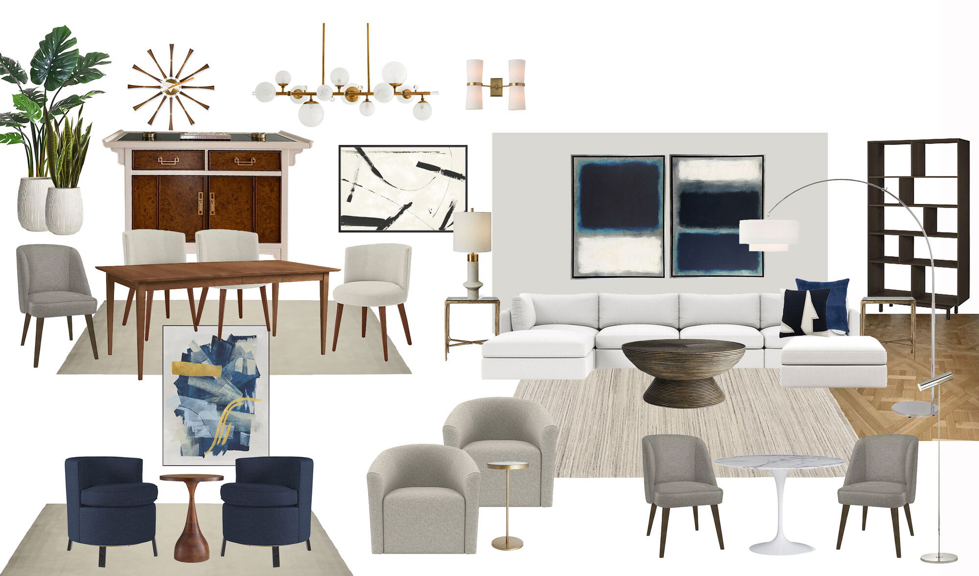 Online Designer Combined Living/Dining Interior Design Ideas