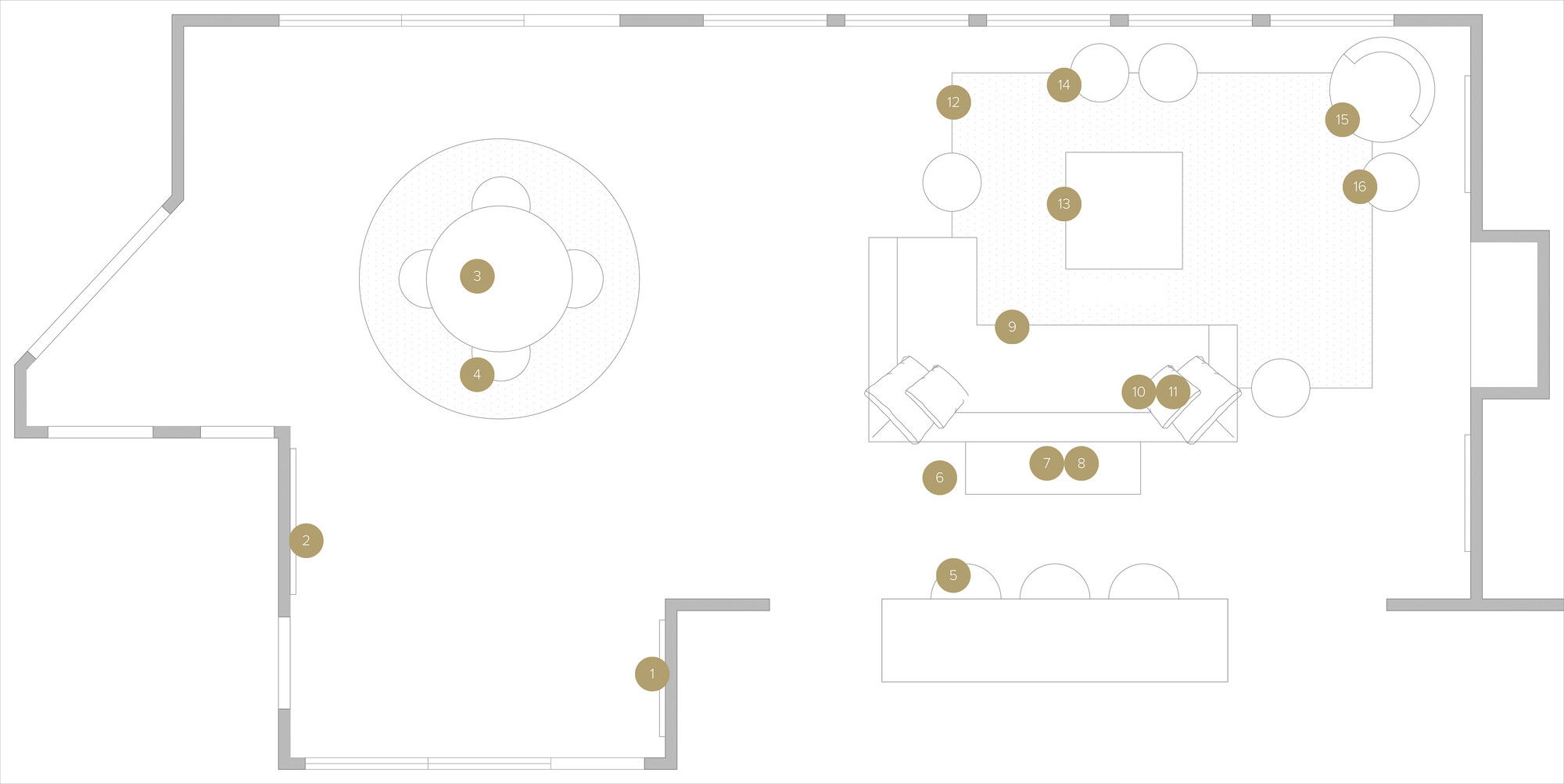 Online Designer Combined Living/Dining Floorplan