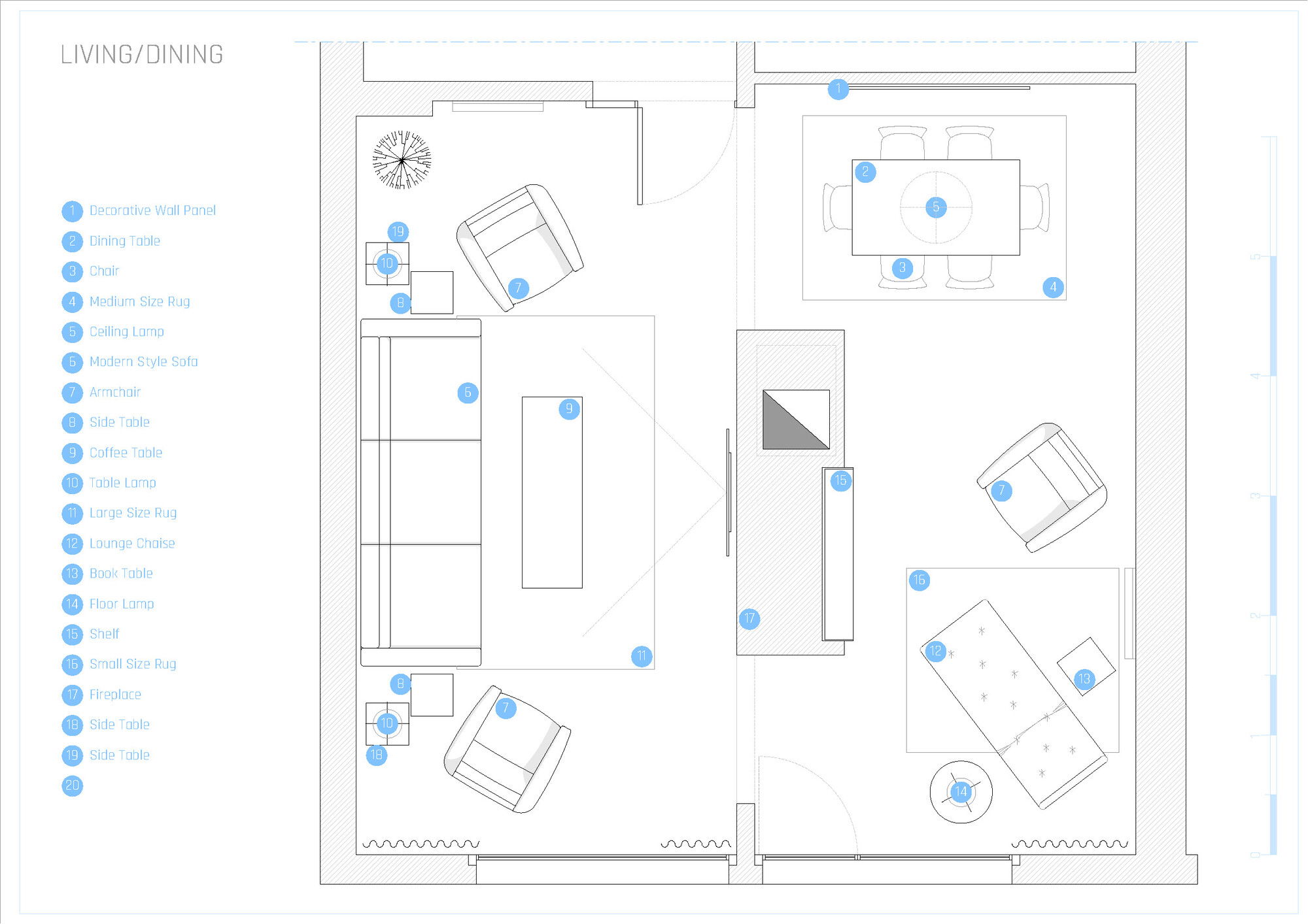 Online Designer Combined Living/Dining Floorplan