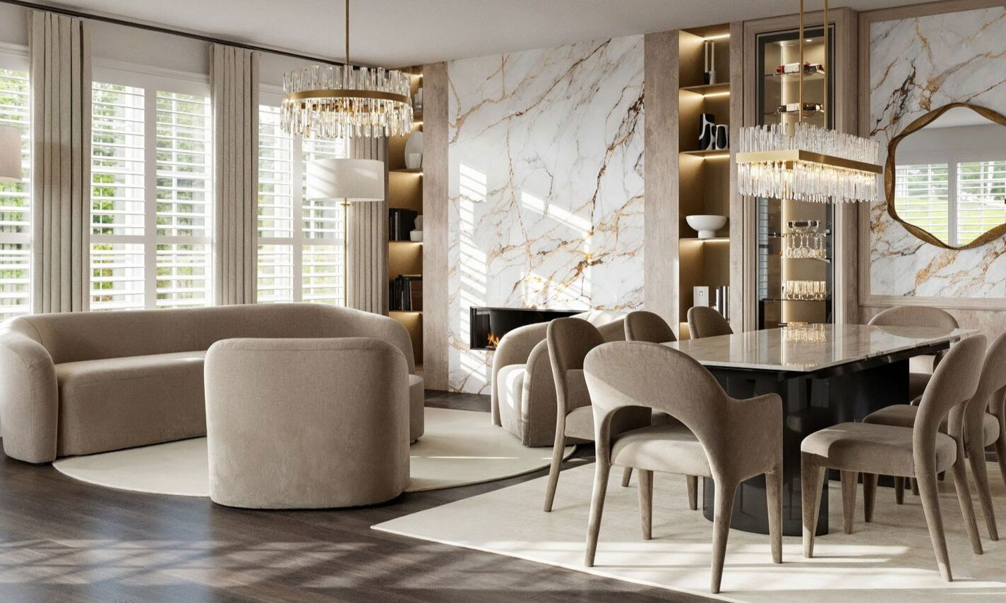Soft Modern Glam Townhouse Design by affordable Miami interior designers