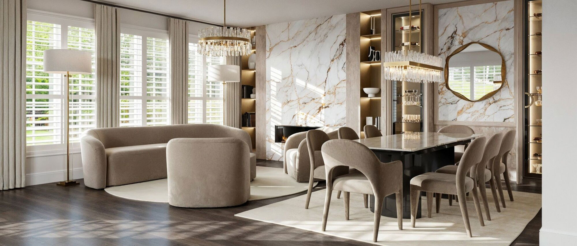 Soft Modern Glam Townhouse Design by affordable Miami interior designers