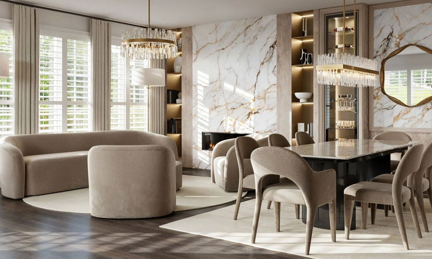 Soft Modern Glam Townhouse Design by top Boca Raton interior designers