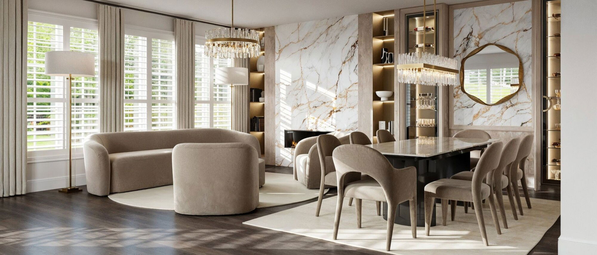 Soft Modern Glam Townhouse Design by top Boca Raton interior designers