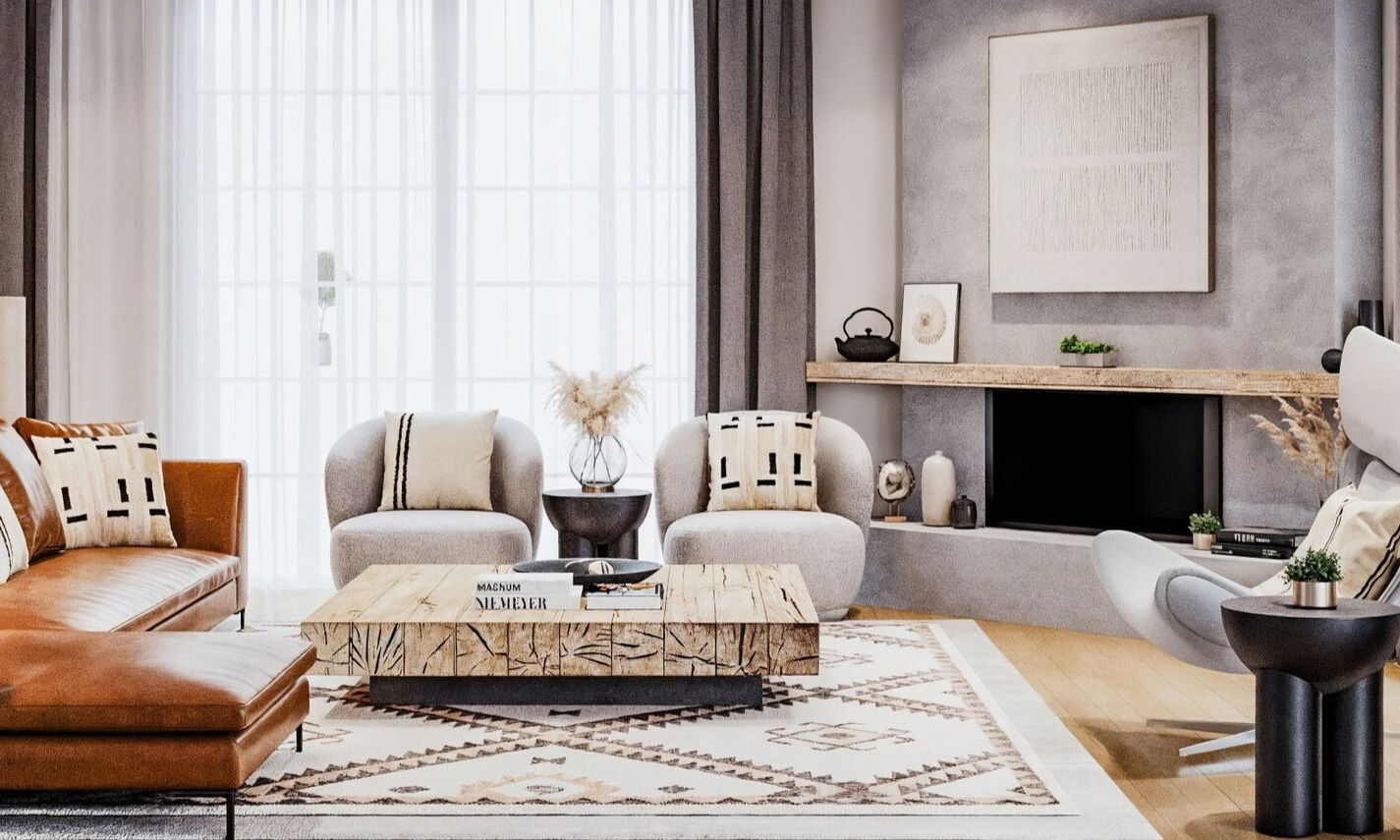 Modern Neutral Living Room Reno by top New York interior designers