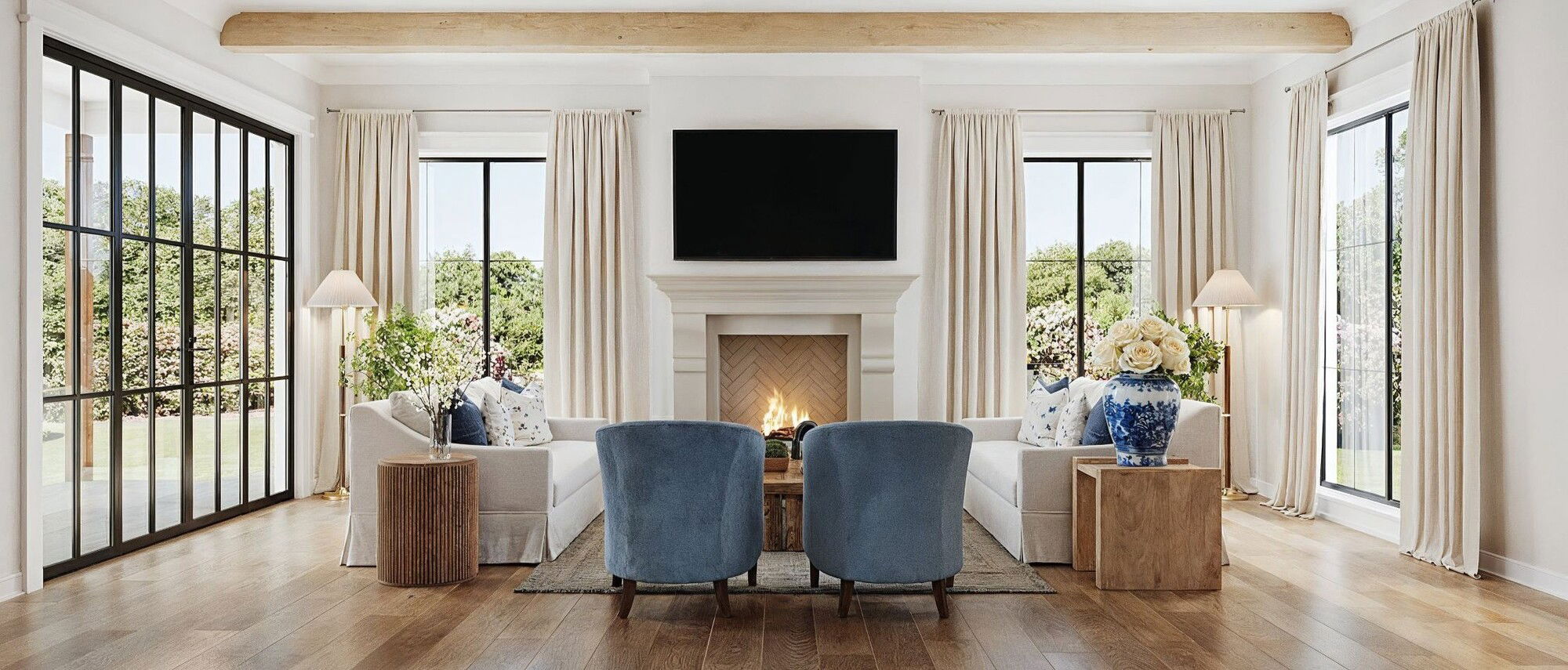 Sophisticated Living Room & Bedroom Remodel by interior designers in Brentwood, Tennessee