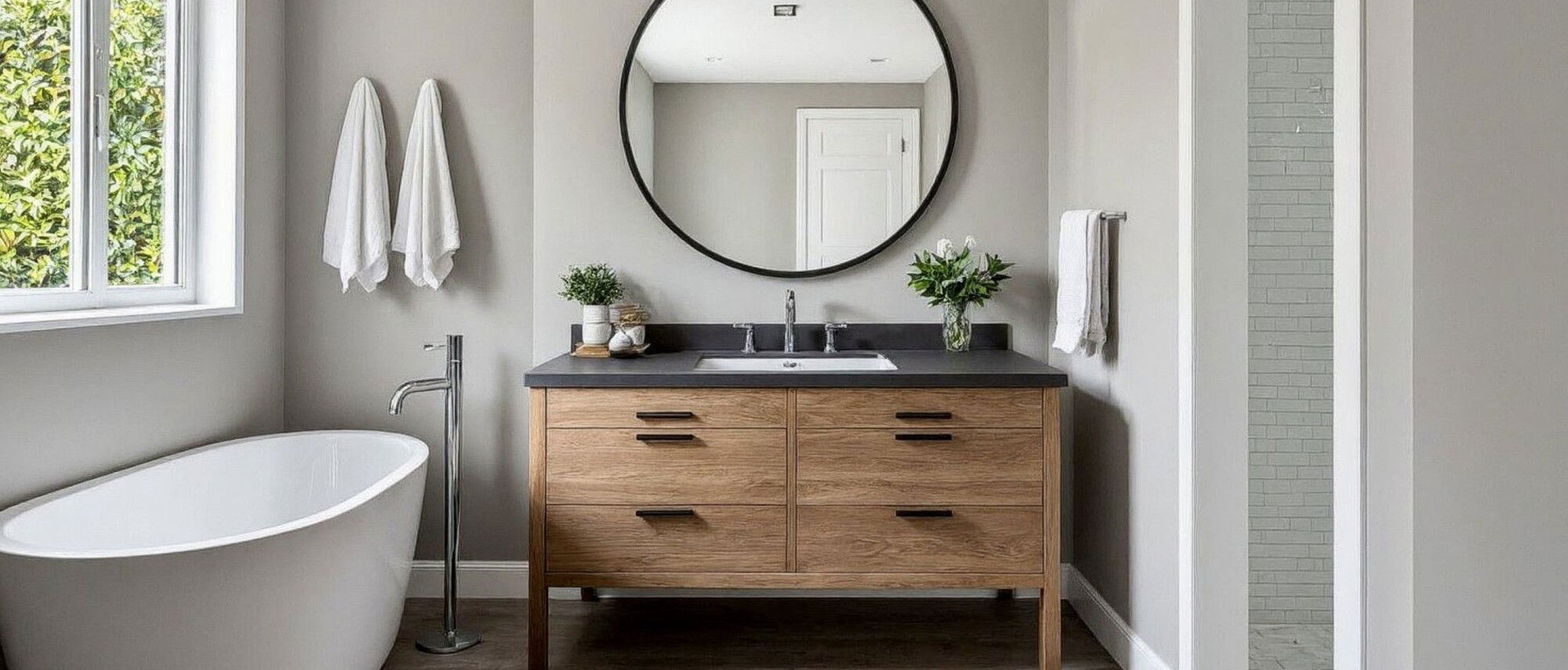 Modern Luxe Bathroom Design with Dark Accents- Before Photo
