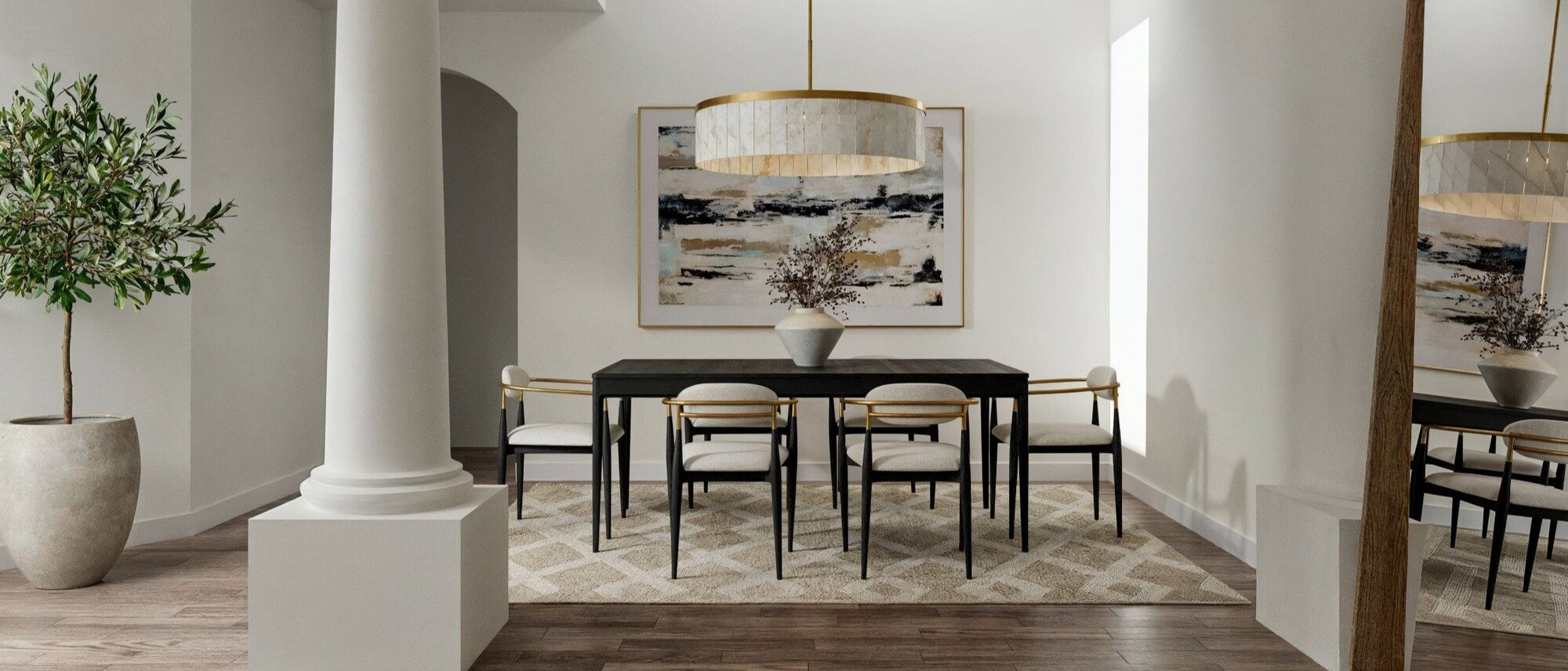 Combo de Sala y Comedor Neutro Moderno - Shannan Después de Renderizar