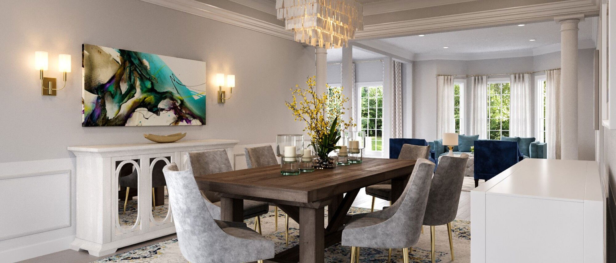 Glam Contemporary Home Interior by affordable Washington interior designers