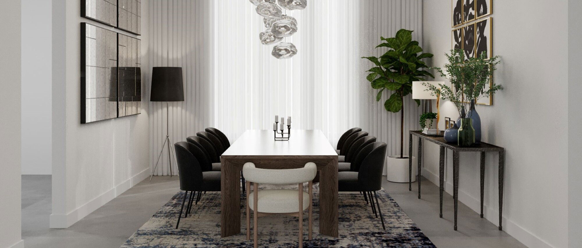 Contemporary Masculine Dining Area by affordable Miami interior designers