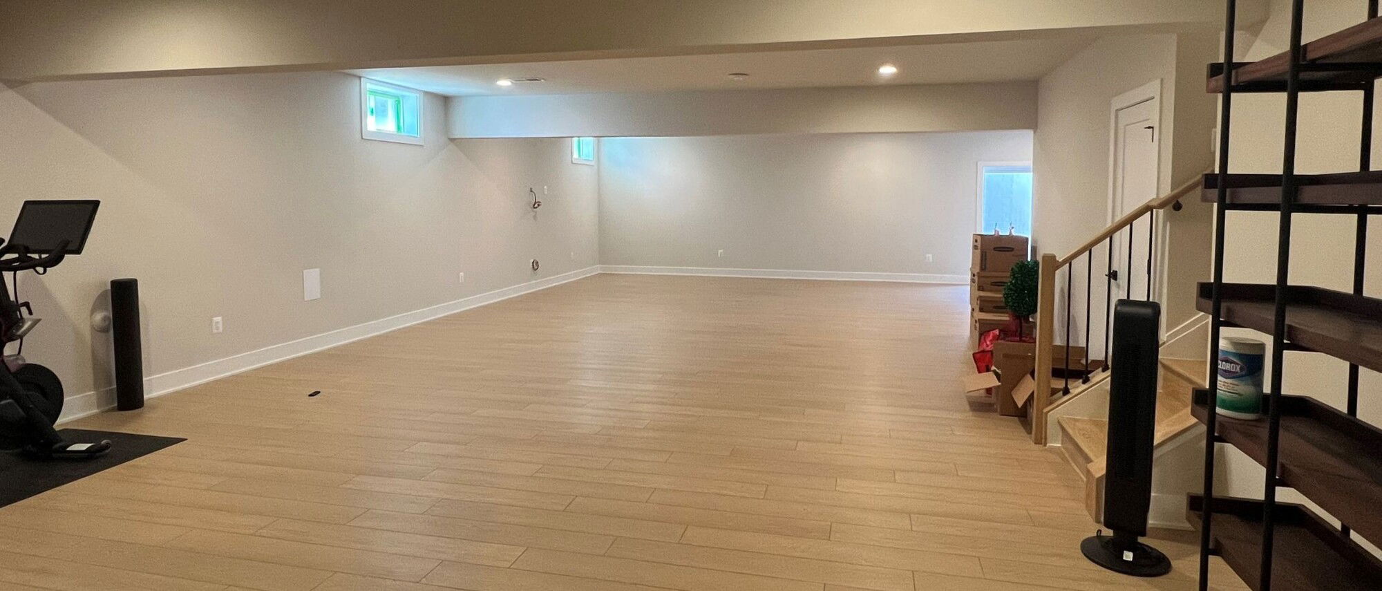 Modern Masculine Open Concept Basement- Before Photo