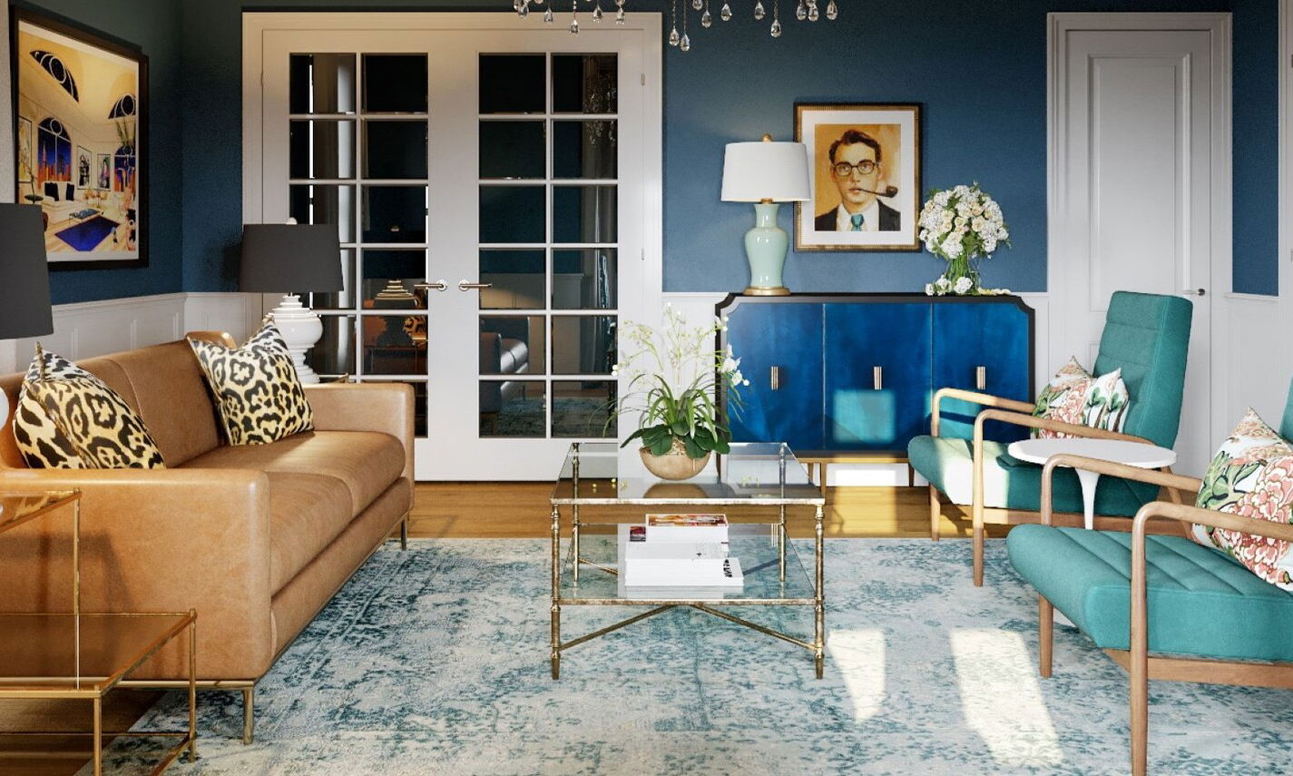 Eclectic Formal Living Room Interior Design  by affordable Providence interior designers